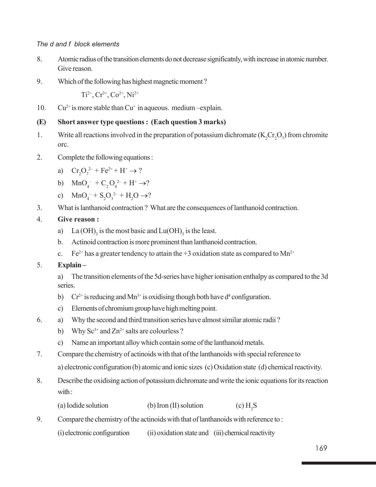 Tripura Board Class 12 Chemistry English Version Workbooks - Page 175