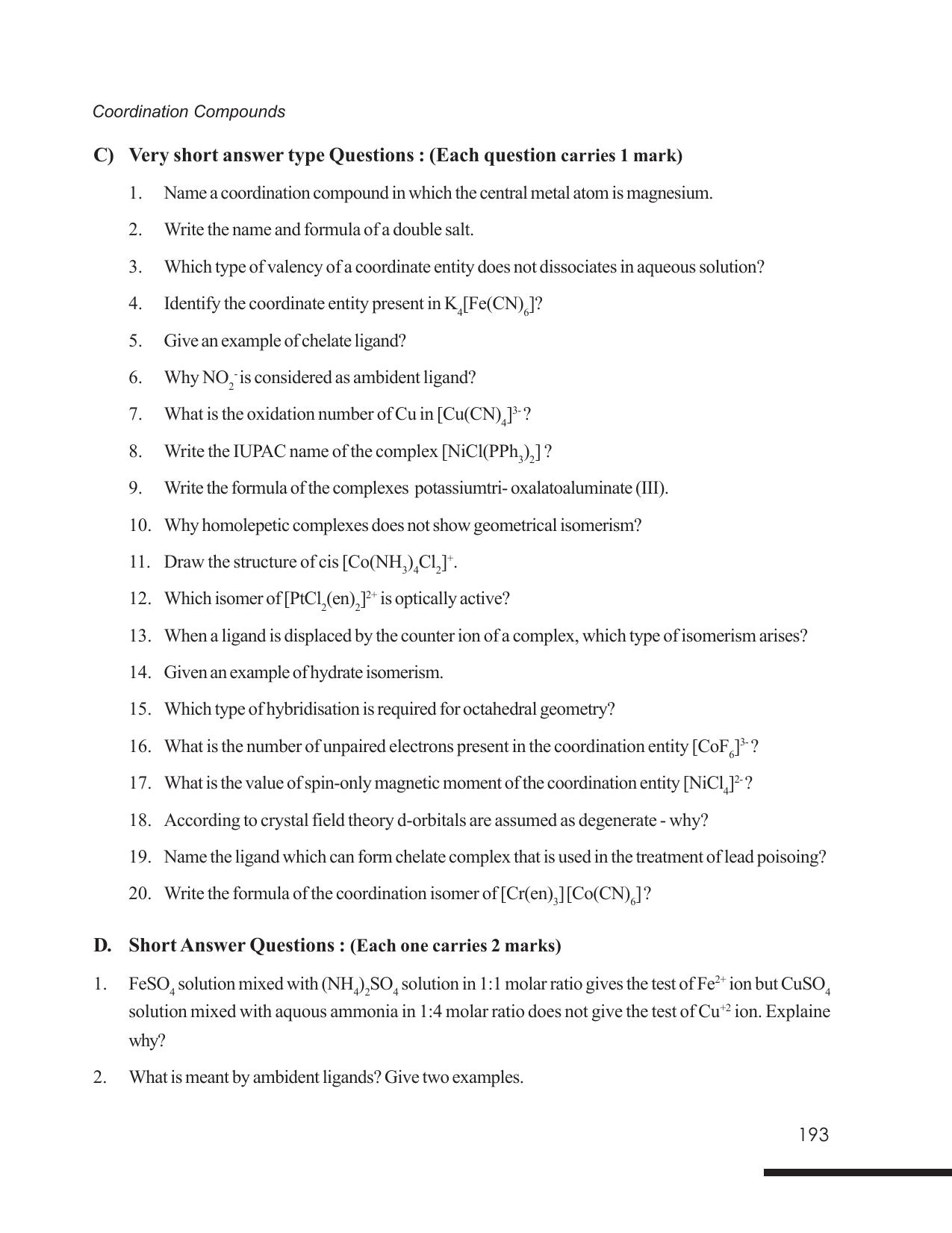 Tripura Board Class 12 Chemistry English Version Workbooks - Page 199