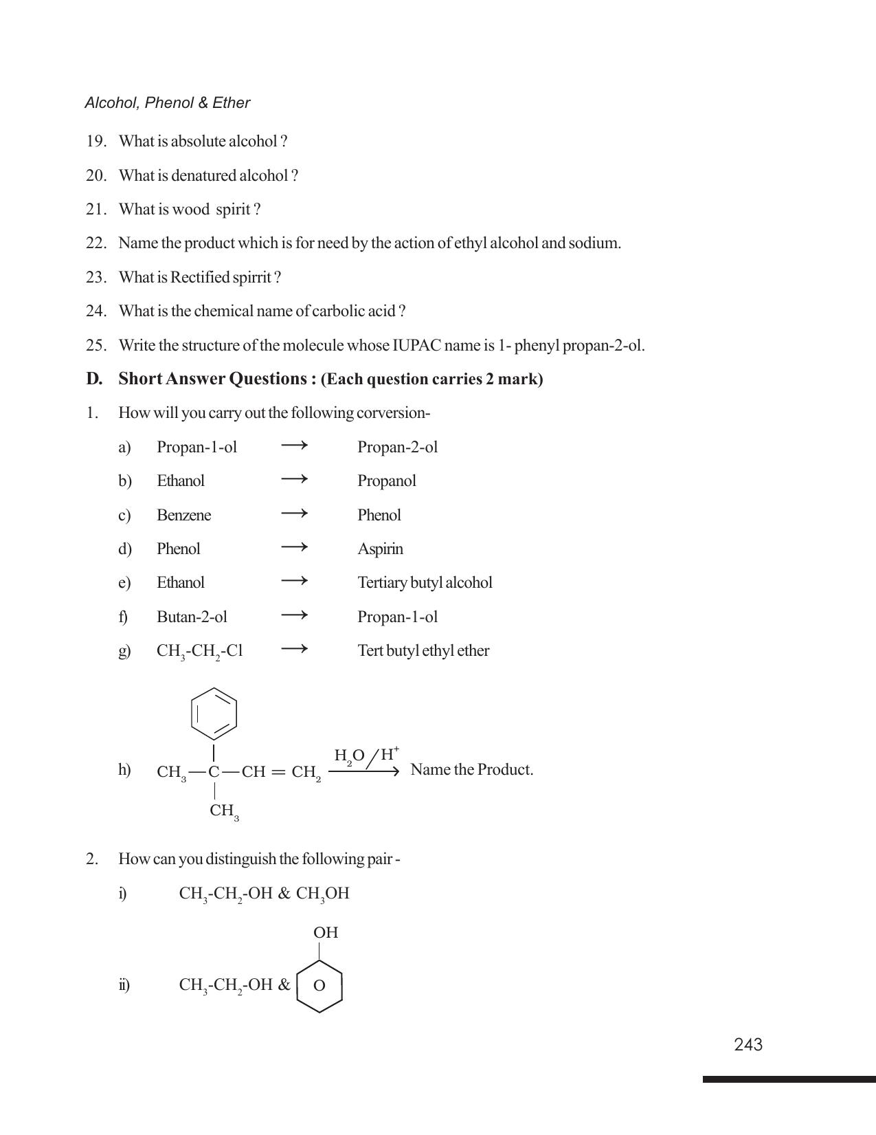 Tripura Board Class 12 Chemistry English Version Workbooks - Page 249