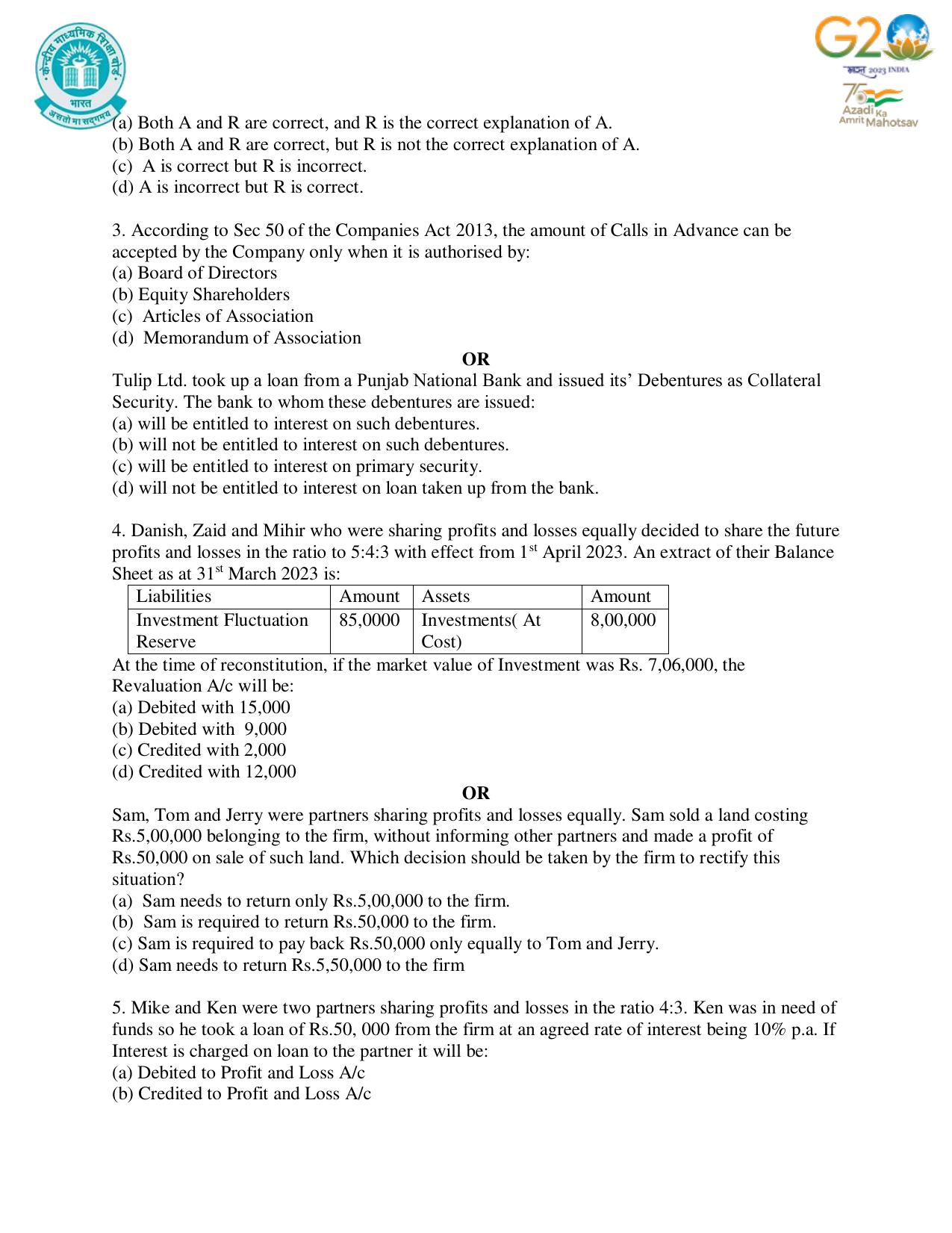 CBSE Class 12 Accountancy SET 1 Practice Questions 2023-24  - Page 2