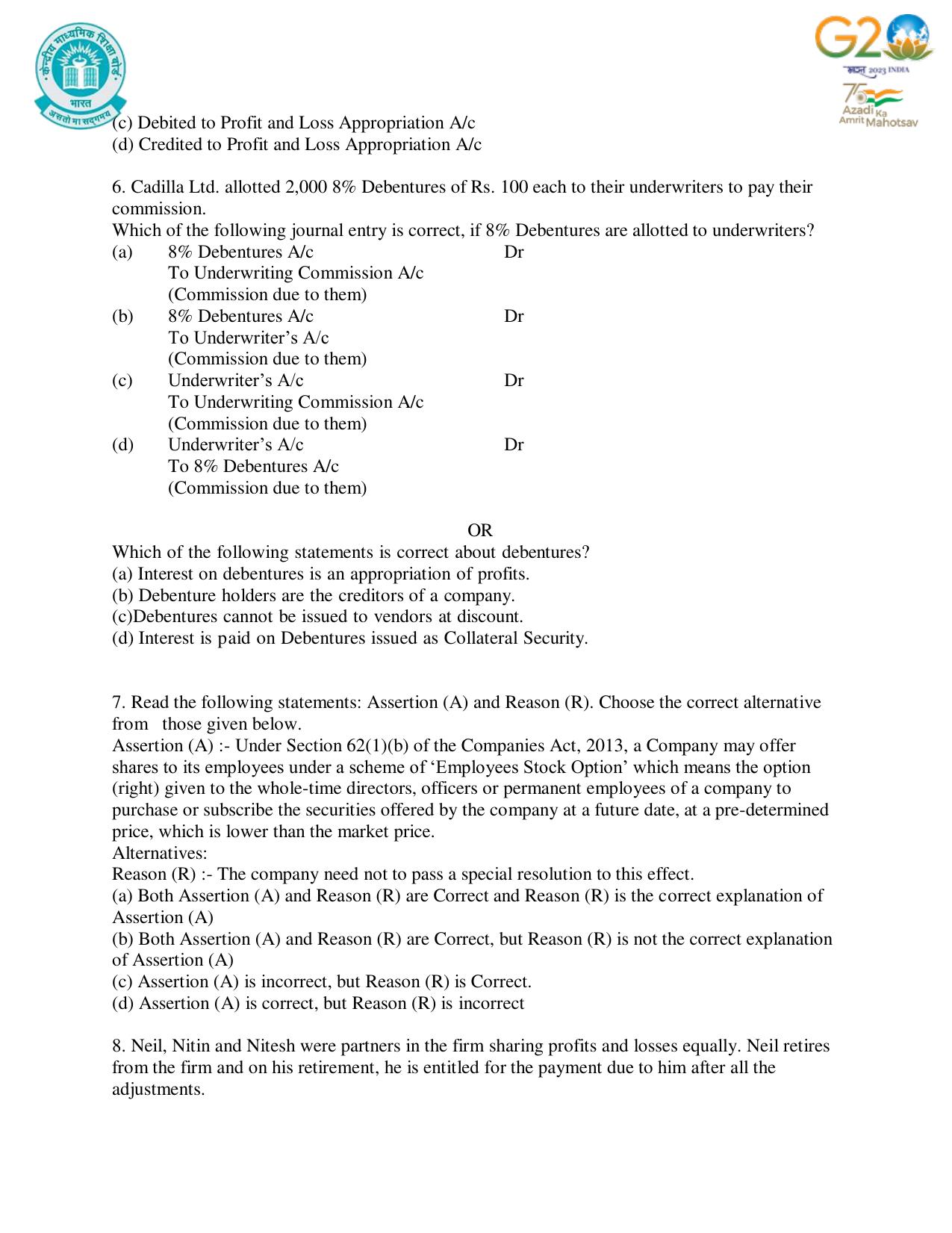 CBSE Class 12 Accountancy SET 1 Practice Questions 2023-24  - Page 3