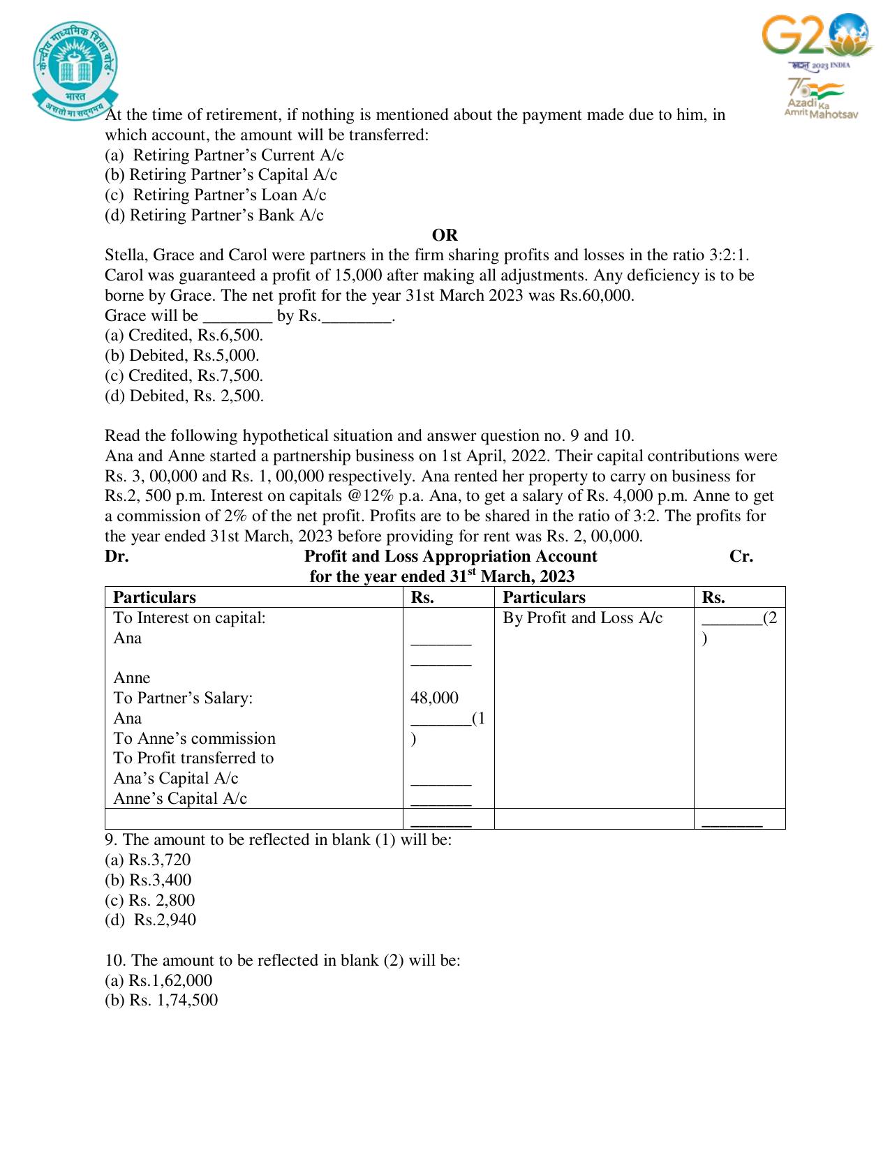 CBSE Class 12 Accountancy SET 1 Practice Questions 2023-24  - Page 4