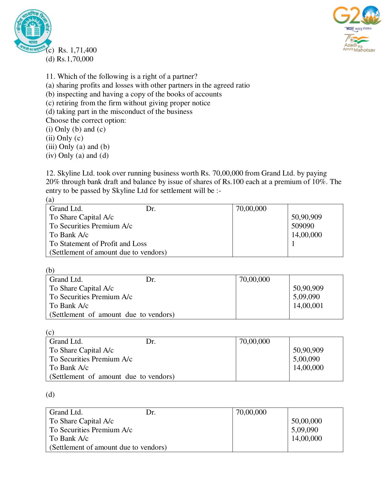 CBSE Class 12 Accountancy SET 1 Practice Questions 2023-24  - Page 5