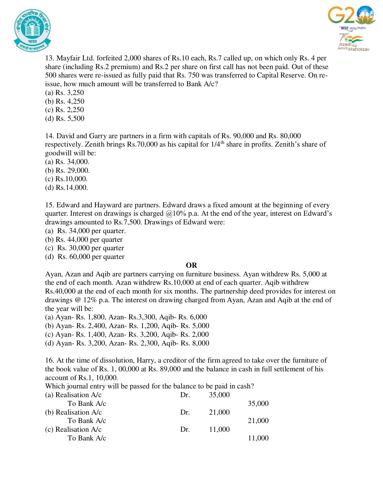 CBSE Class 12 Accountancy SET 1 Practice Questions 2023-24  - Page 6