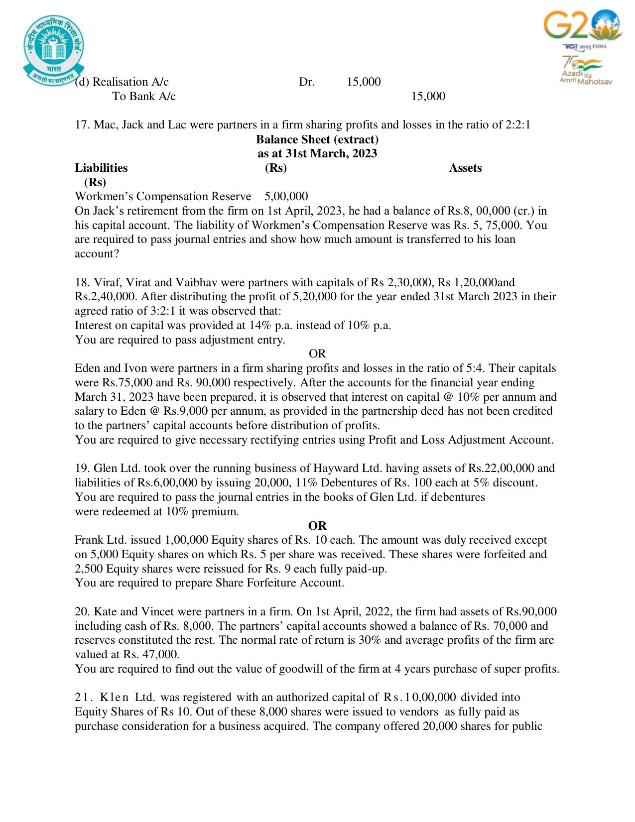CBSE Class 12 Accountancy SET 1 Practice Questions 2023-24  - Page 7