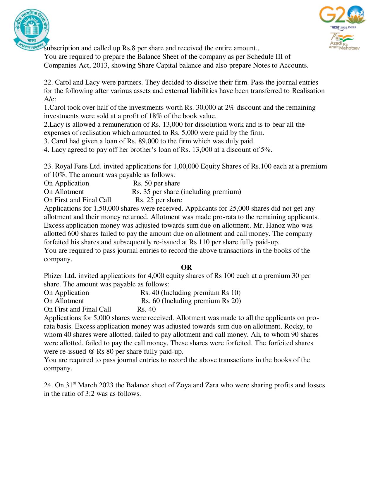 CBSE Class 12 Accountancy SET 1 Practice Questions 2023-24  - Page 8