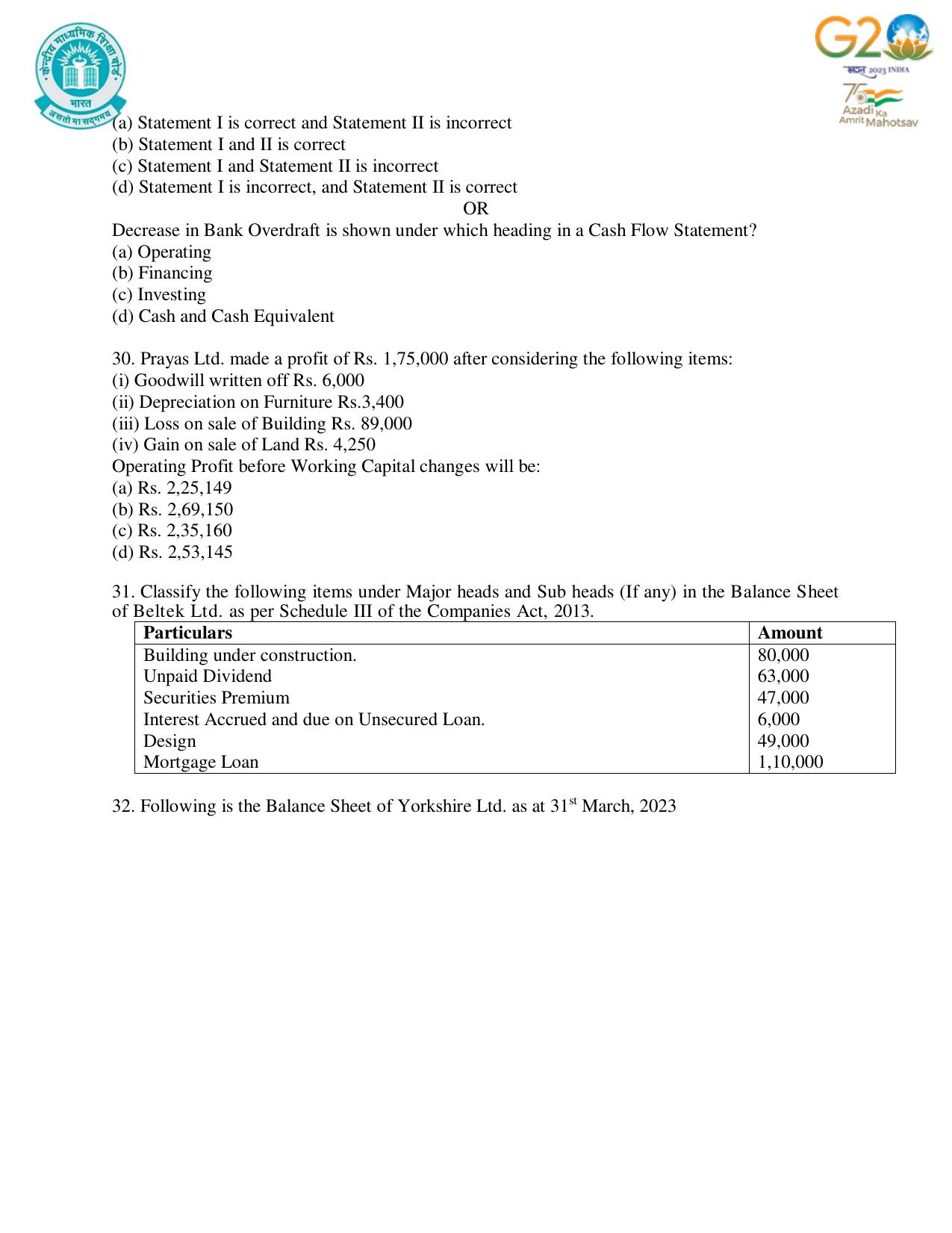 CBSE Class 12 Accountancy SET 1 Practice Questions 2023-24  - Page 11