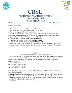 CBSE Class 12 Accountancy SET 1 Practice Questions 2023-24 