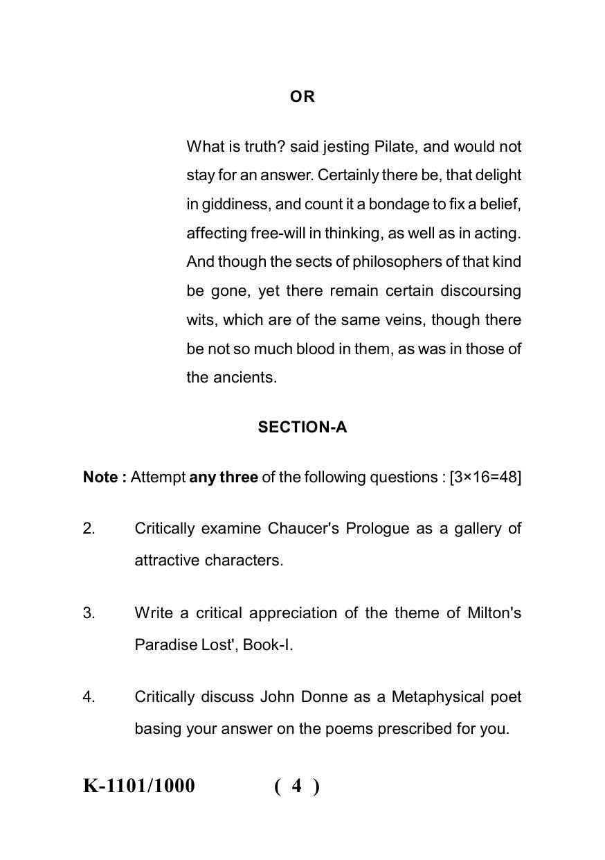 Sarguja University Question Paper - 2022 : M.A. (Previous) English Literature In English 1340-1660 Paper I - Page 4