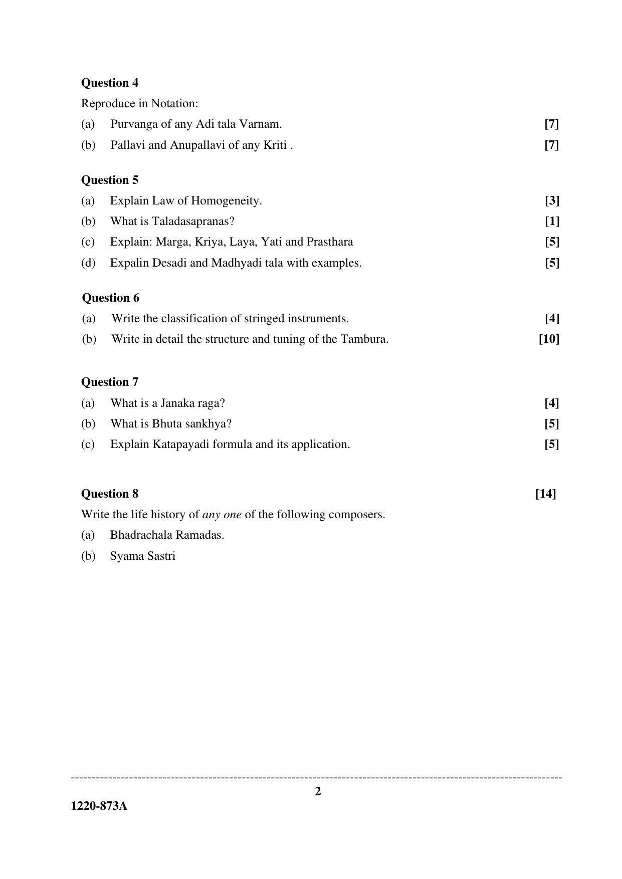 ISC Class 12 2020 Indian Music-Carnatic Paper I Question Paper - Page 2