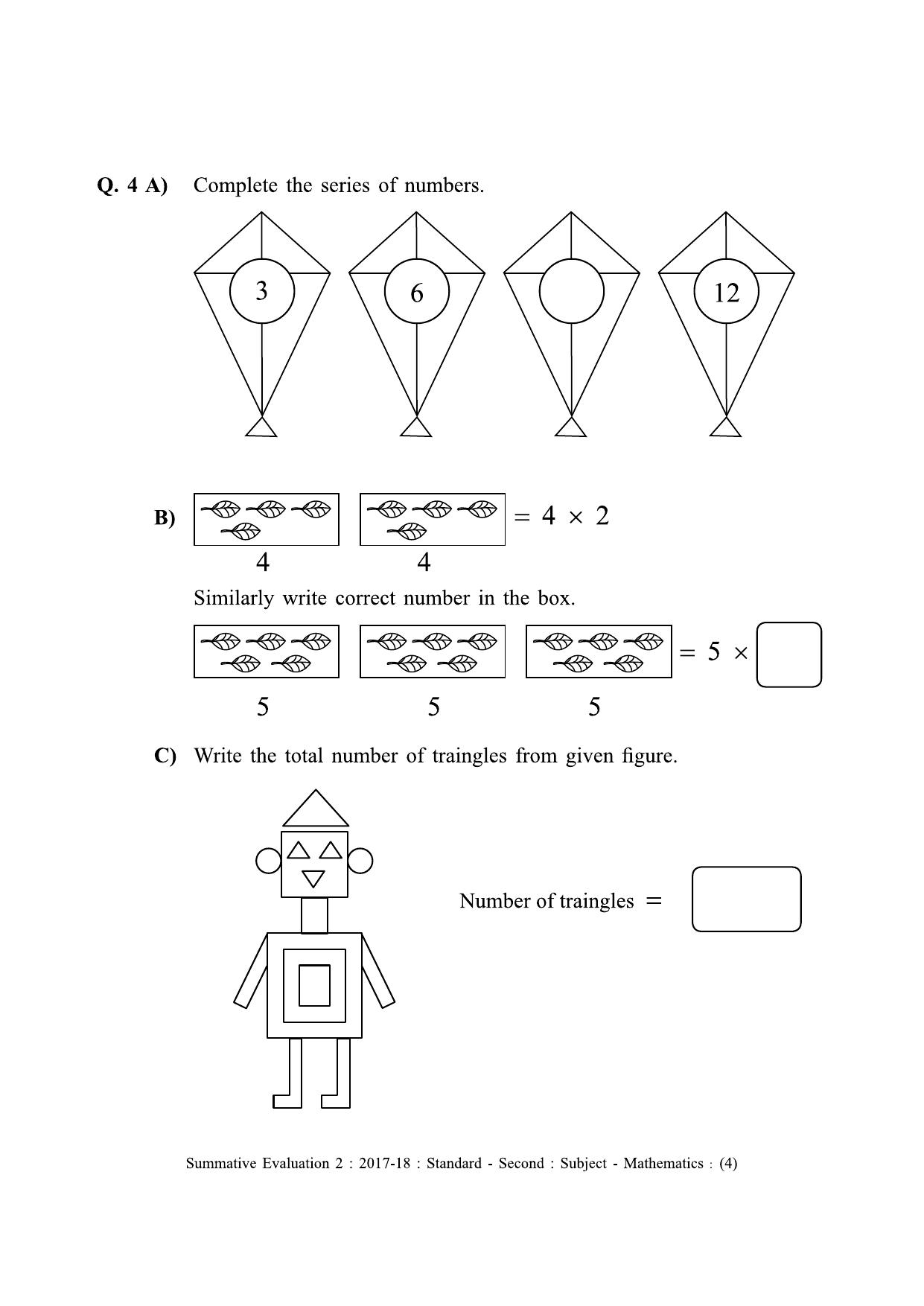 Maharashtra Board Class 2 English Medium (गणित - इंग्रजी माध्यम) Sample Question Paper - Page 4