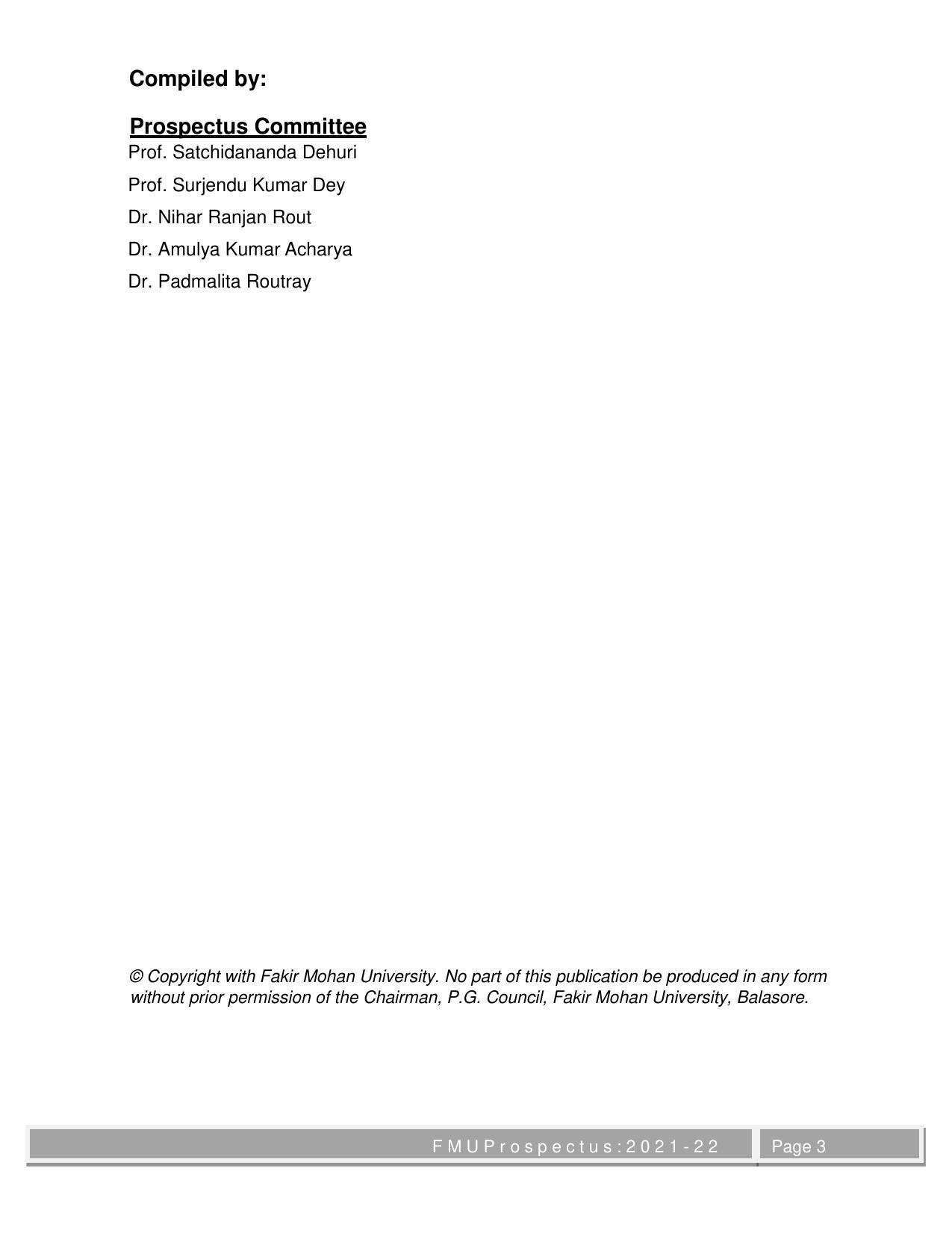 Fakir Mohan University, Balasore M.Phil Prospectus 2021-22 - Page 3