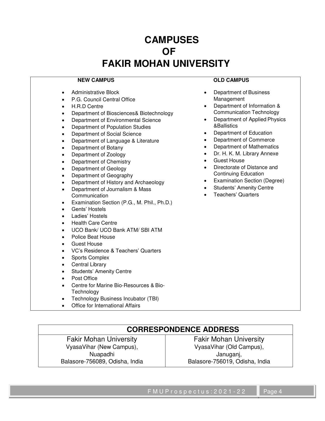 Fakir Mohan University, Balasore M.Phil Prospectus 2021-22 - Page 4