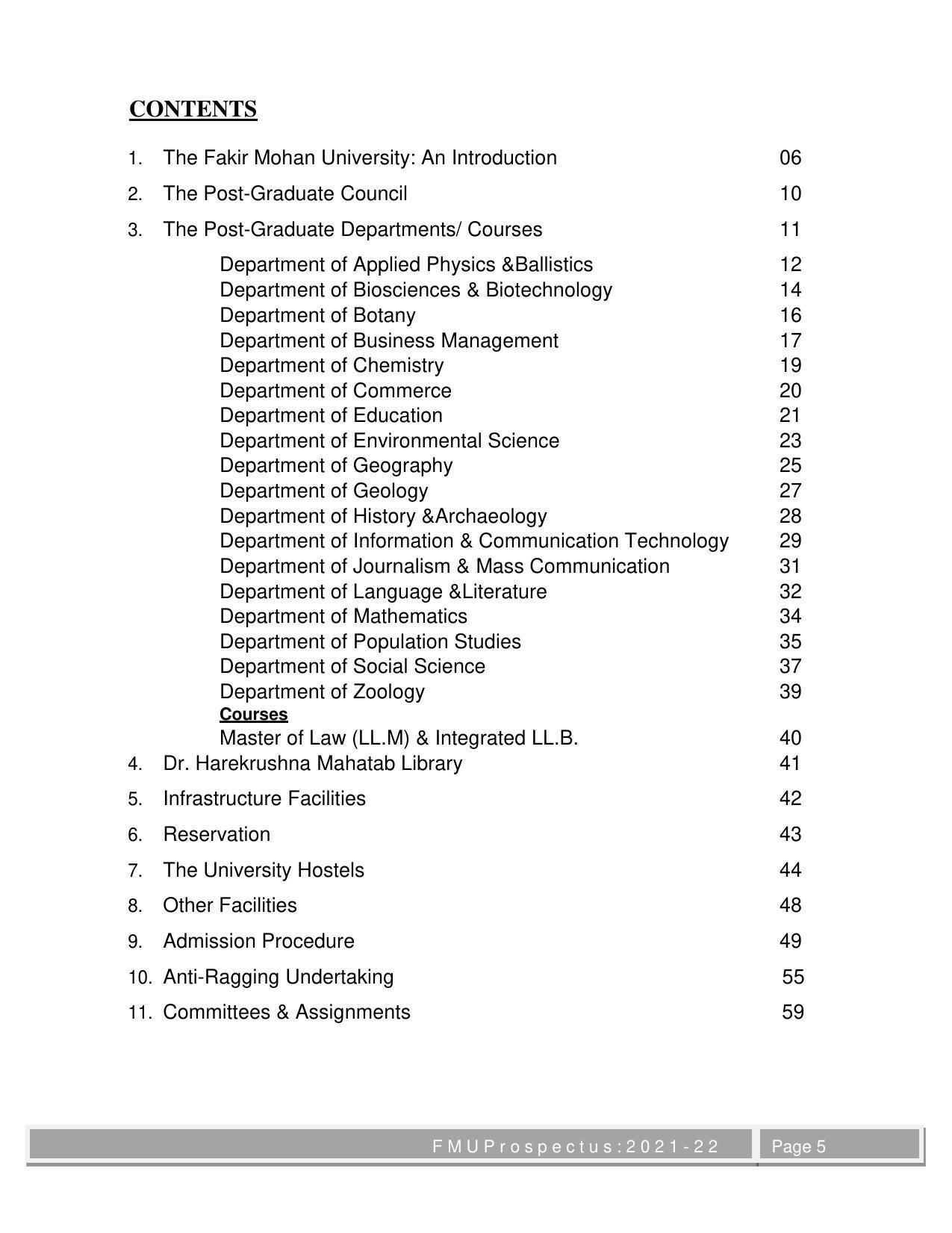 Fakir Mohan University, Balasore M.Phil Prospectus 2021-22 - Page 5