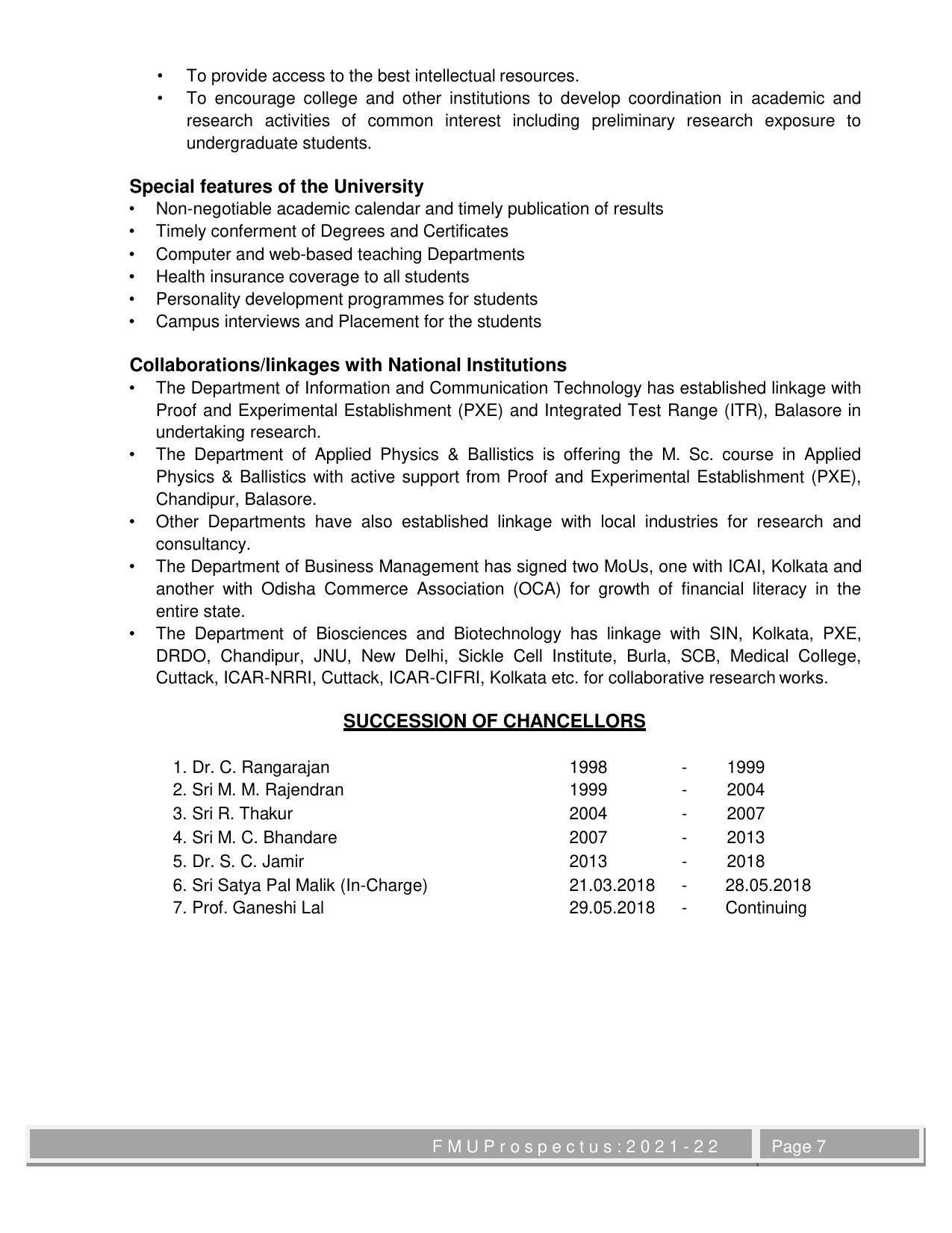 Fakir Mohan University, Balasore M.Phil Prospectus 2021-22 - Page 7