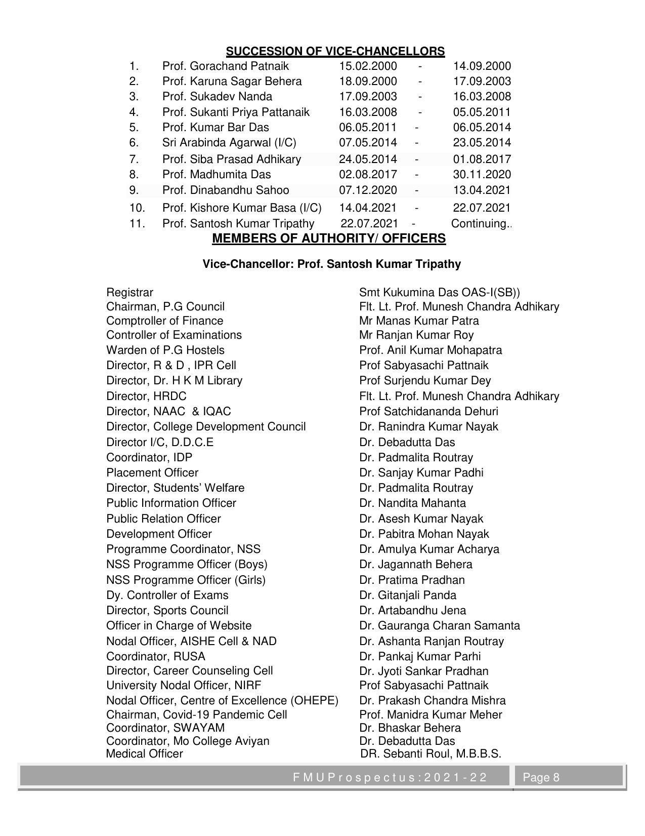 Fakir Mohan University, Balasore M.Phil Prospectus 2021-22 - Page 8