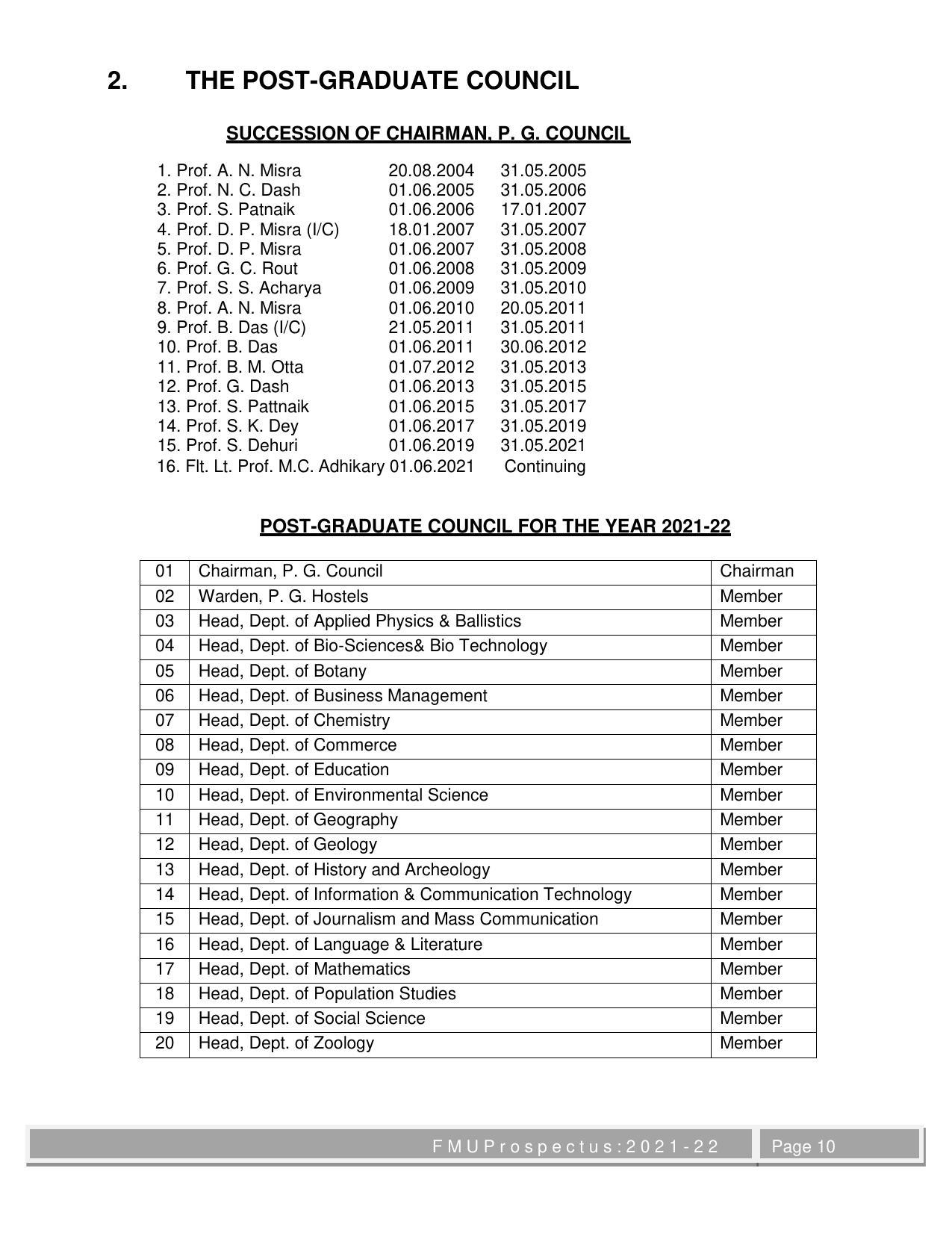 Fakir Mohan University, Balasore M.Phil Prospectus 2021-22 - Page 10