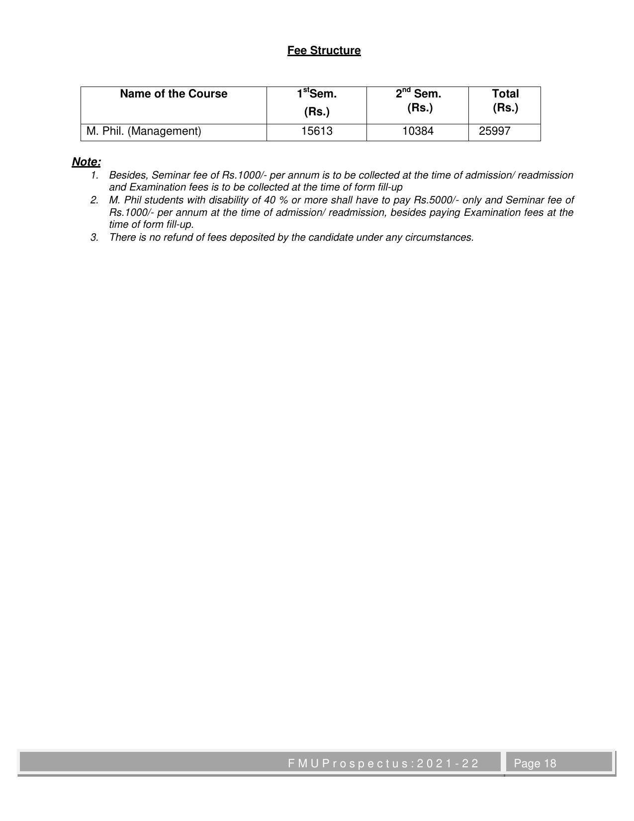 Fakir Mohan University, Balasore M.Phil Prospectus 2021-22 - Page 18