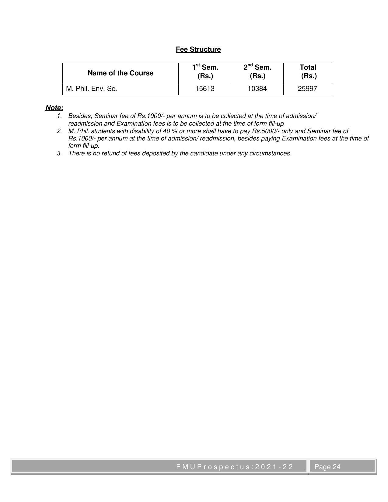 Fakir Mohan University, Balasore M.Phil Prospectus 2021-22 - Page 24