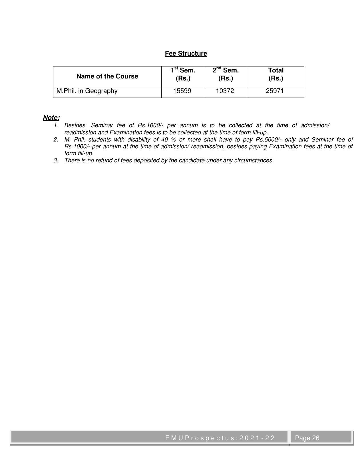 Fakir Mohan University, Balasore M.Phil Prospectus 2021-22 - Page 26