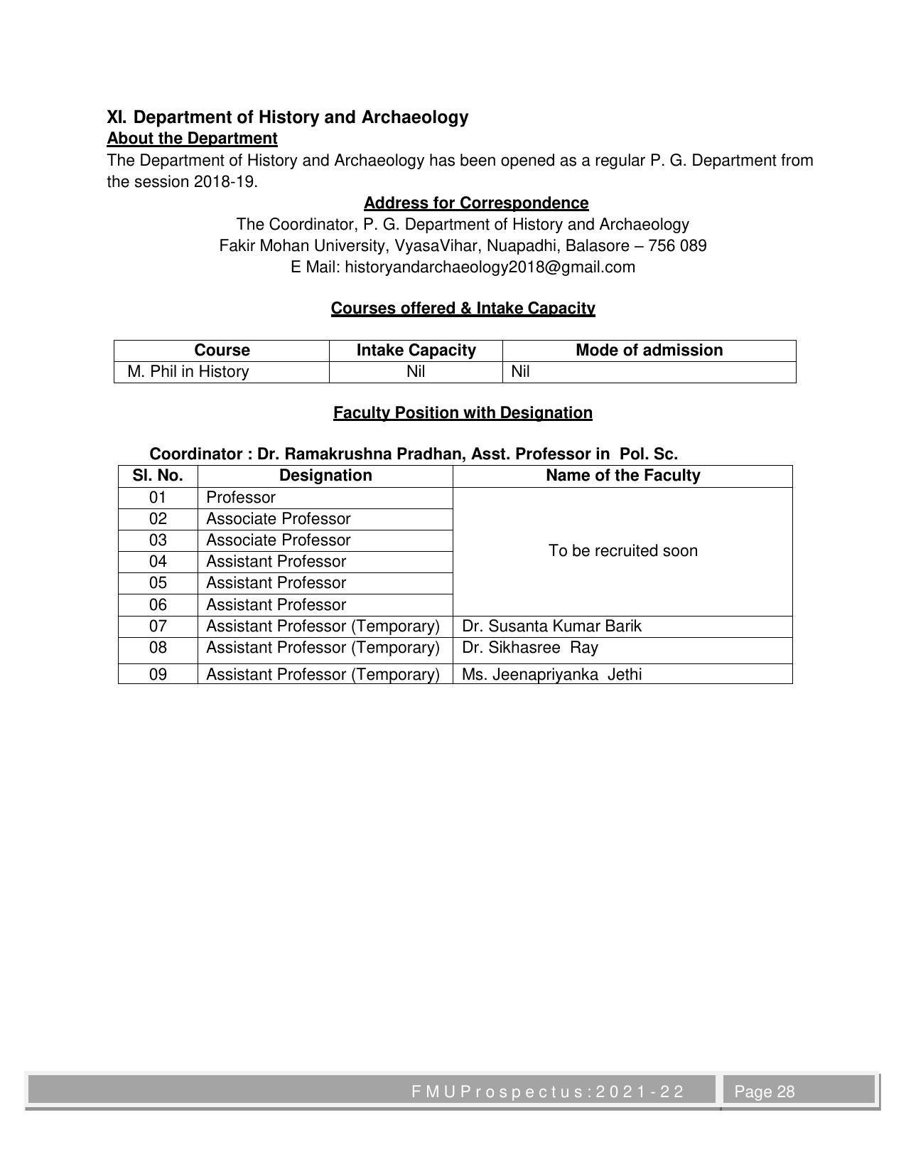 Fakir Mohan University, Balasore M.Phil Prospectus 2021-22 - Page 28