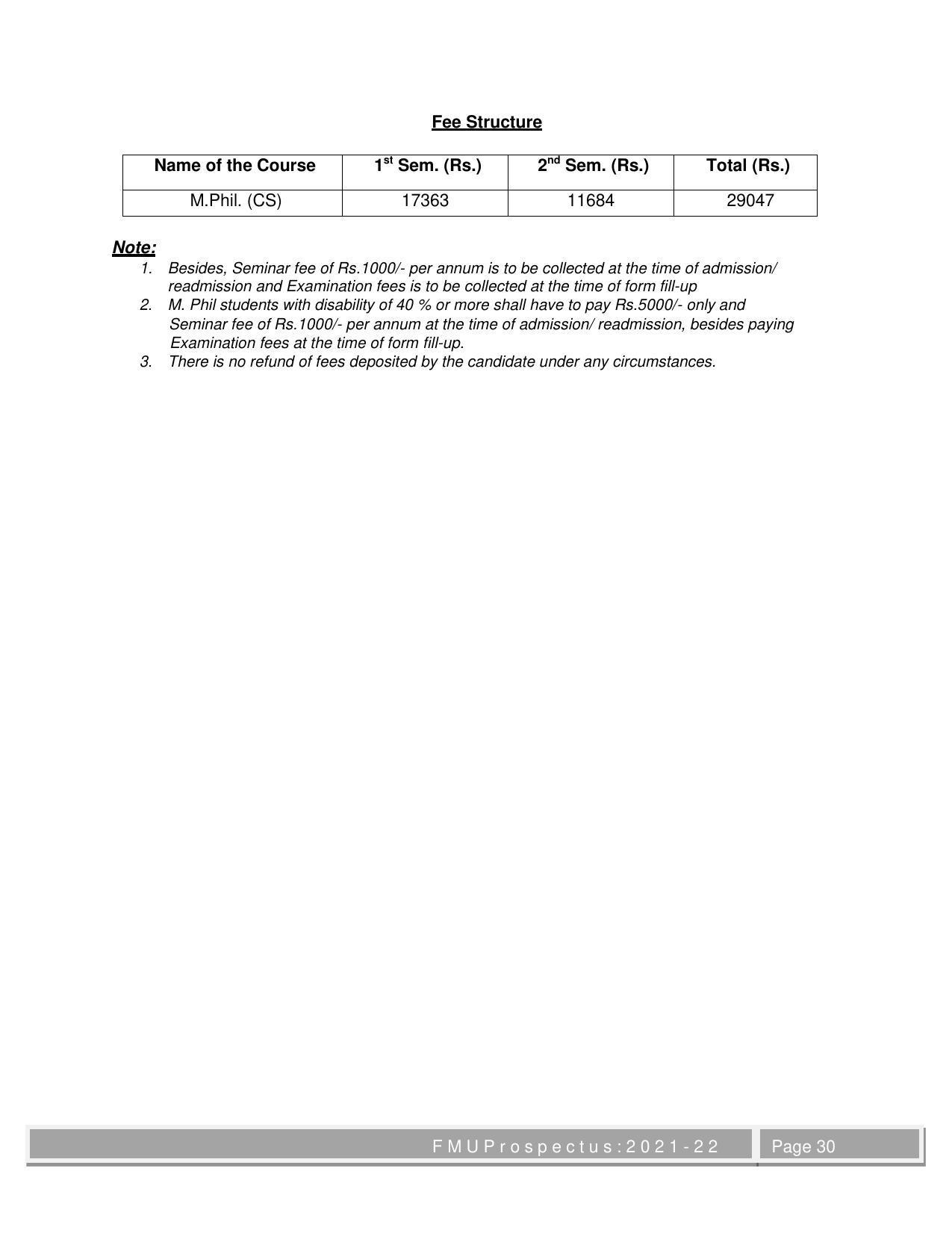 Fakir Mohan University, Balasore M.Phil Prospectus 2021-22 - Page 30