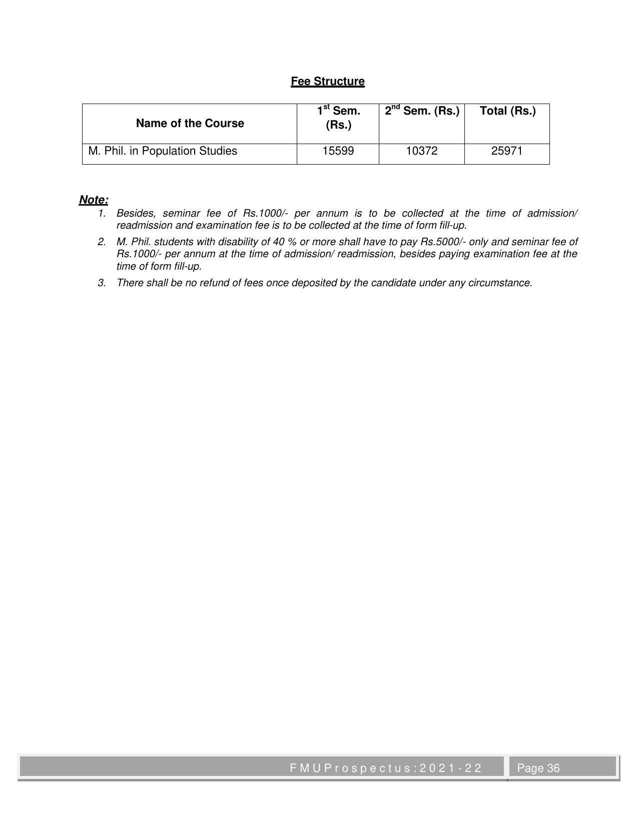 Fakir Mohan University, Balasore M.Phil Prospectus 2021-22 - Page 36