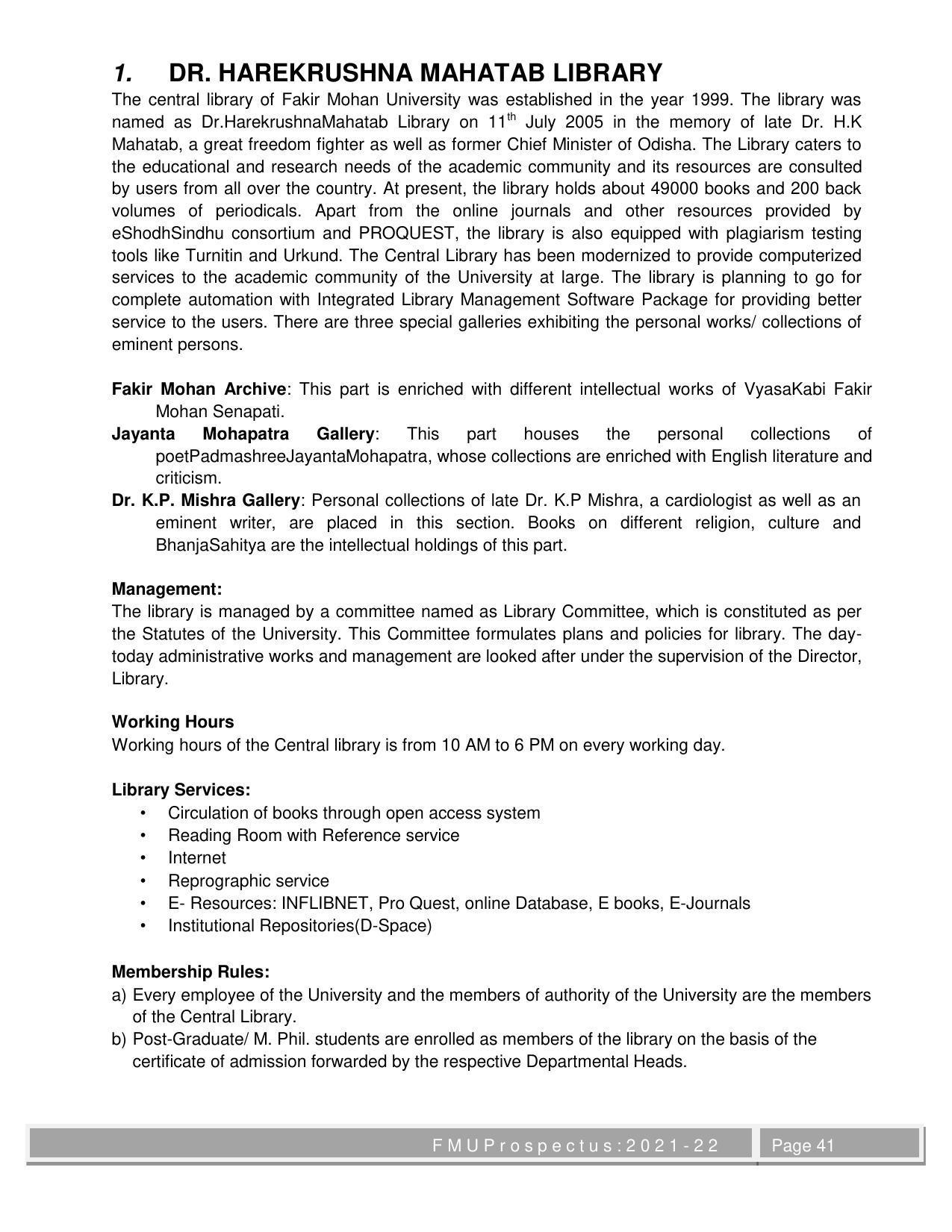 Fakir Mohan University, Balasore M.Phil Prospectus 2021-22 - Page 41