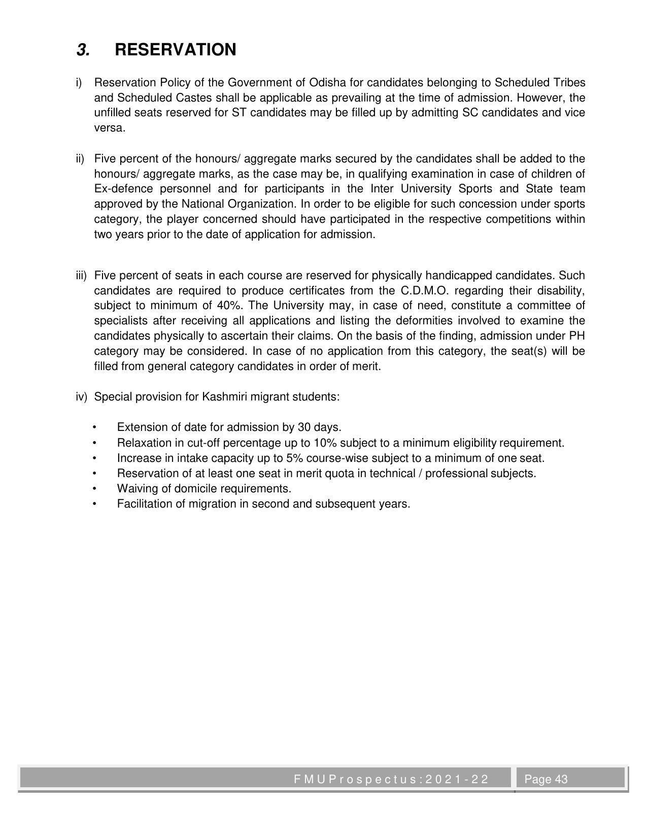 Fakir Mohan University, Balasore M.Phil Prospectus 2021-22 - Page 43