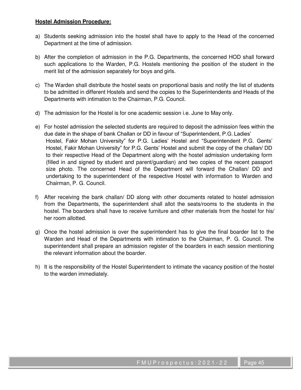Fakir Mohan University, Balasore M.Phil Prospectus 2021-22 - Page 45