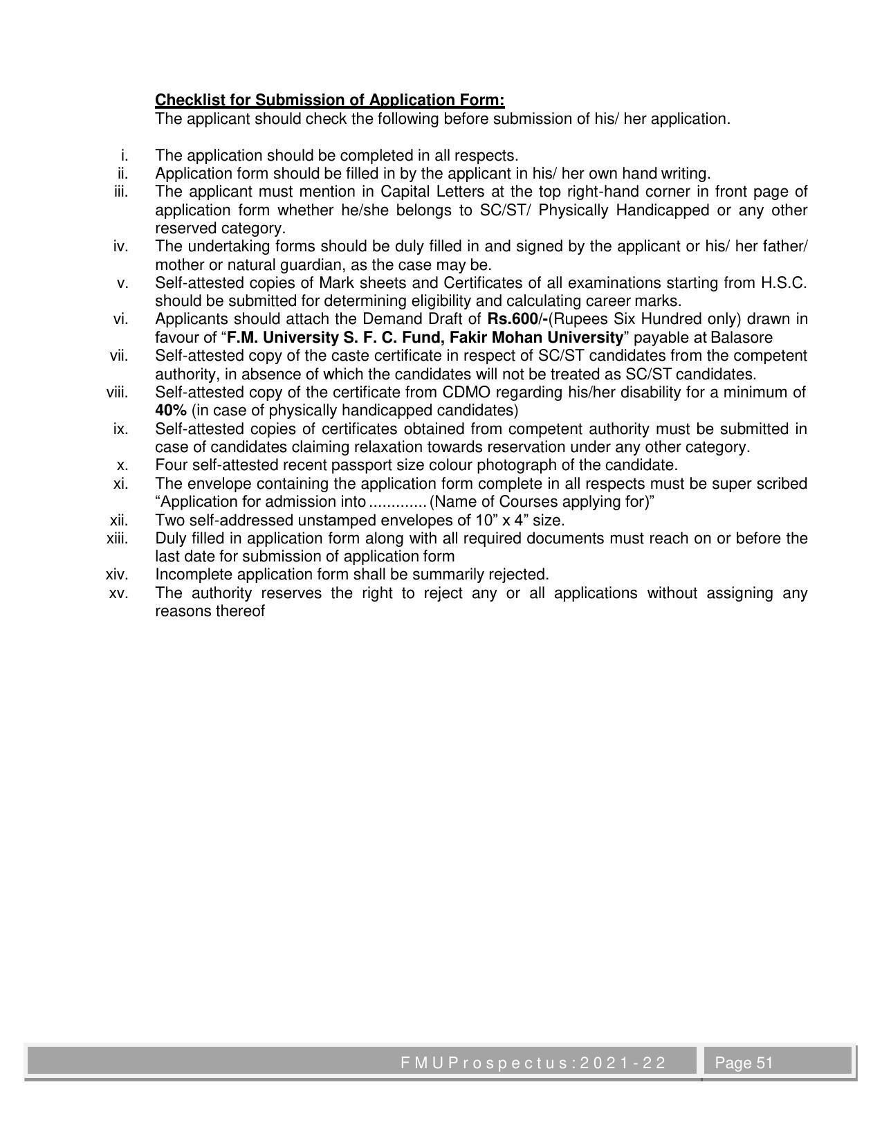 Fakir Mohan University, Balasore M.Phil Prospectus 2021-22 - Page 51
