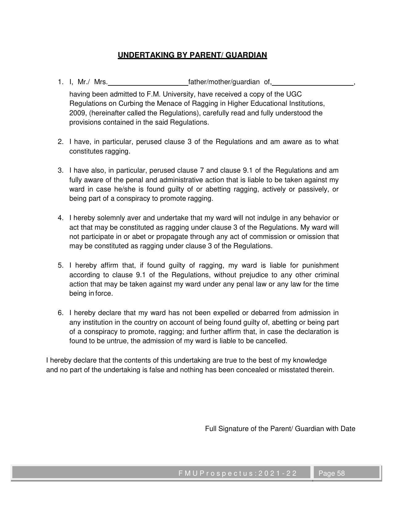 Fakir Mohan University, Balasore M.Phil Prospectus 2021-22 - Page 58