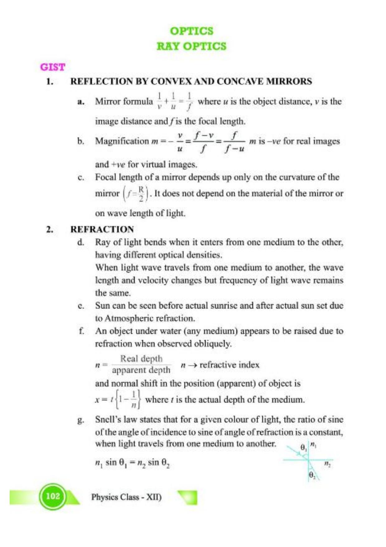 Class 12 Notes, Question & Practice Paper - Physics (Topic 5,6 :  Electromagnetic Waves and Optics) - Page 5