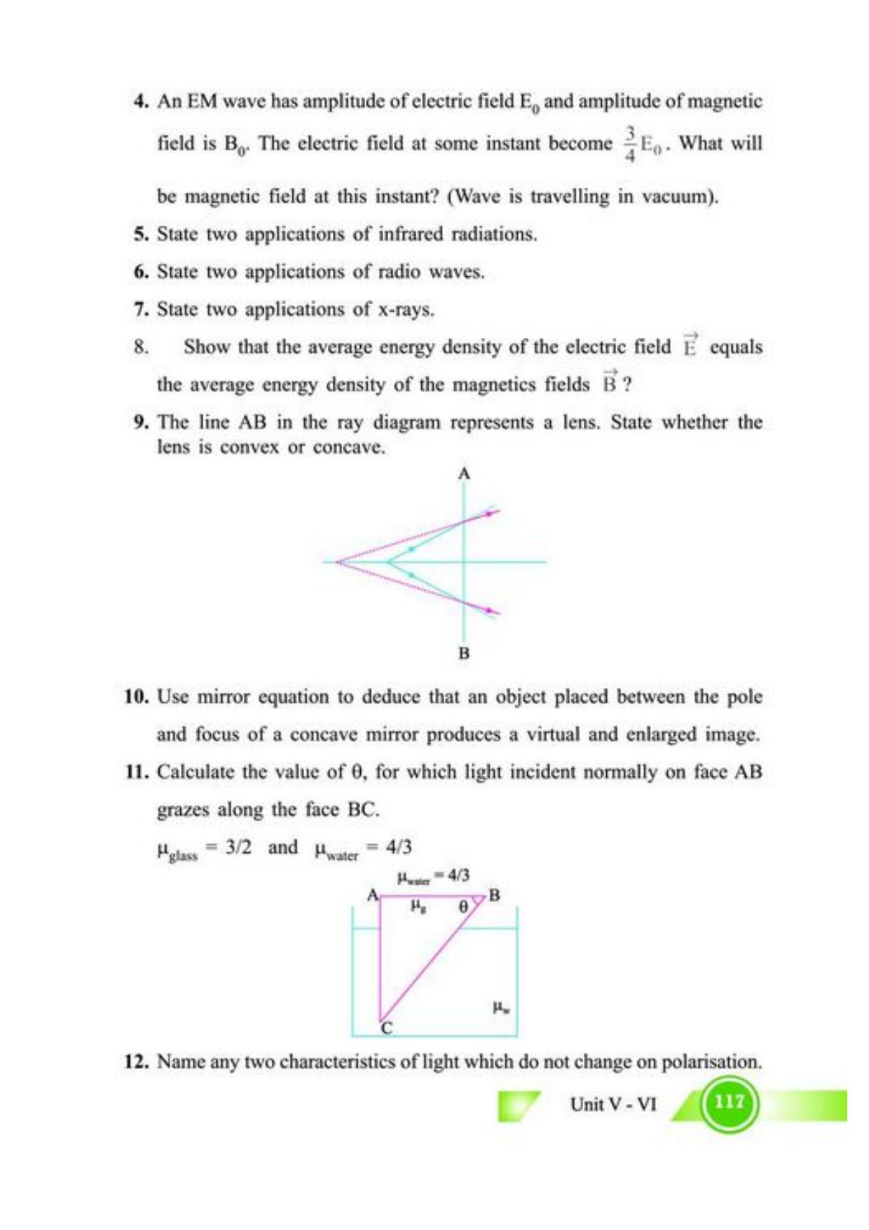 Class 12 Notes, Question & Practice Paper - Physics (Topic 5,6 :  Electromagnetic Waves and Optics) - Page 20