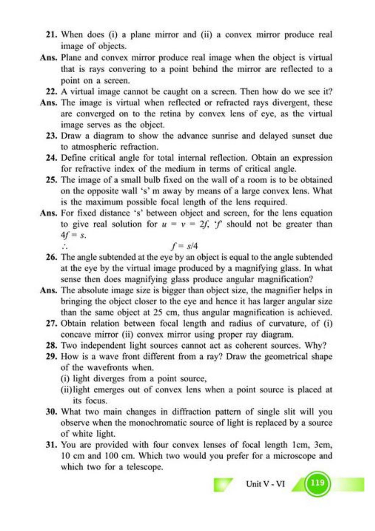 Class 12 Notes, Question & Practice Paper - Physics (Topic 5,6 :  Electromagnetic Waves and Optics) - Page 22