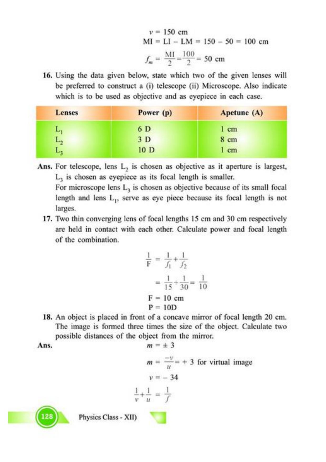 Class 12 Notes, Question & Practice Paper - Physics (Topic 5,6 :  Electromagnetic Waves and Optics) - Page 31
