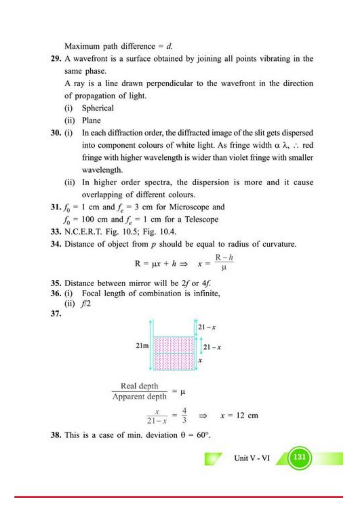Class 12 Notes, Question & Practice Paper - Physics (Topic 5,6 :  Electromagnetic Waves and Optics) - Page 34