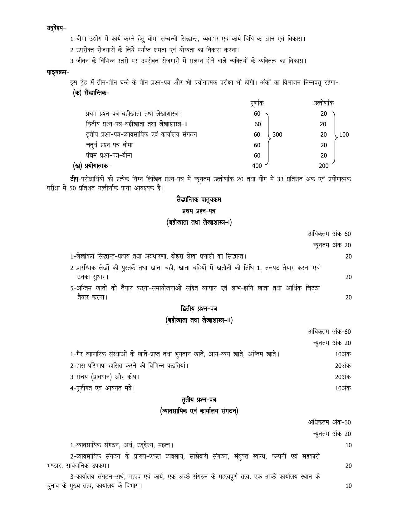 UP Board 11th Syllabus Trade 26 Insurance - Page 2