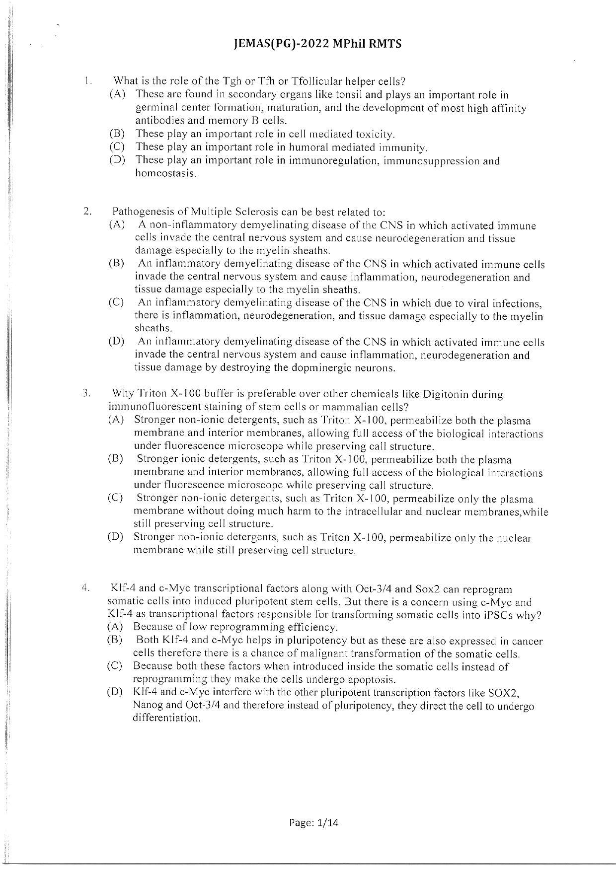WBJEEB JEMAS (PG) 2022 MPhil RMTS Question Paper - Page 3