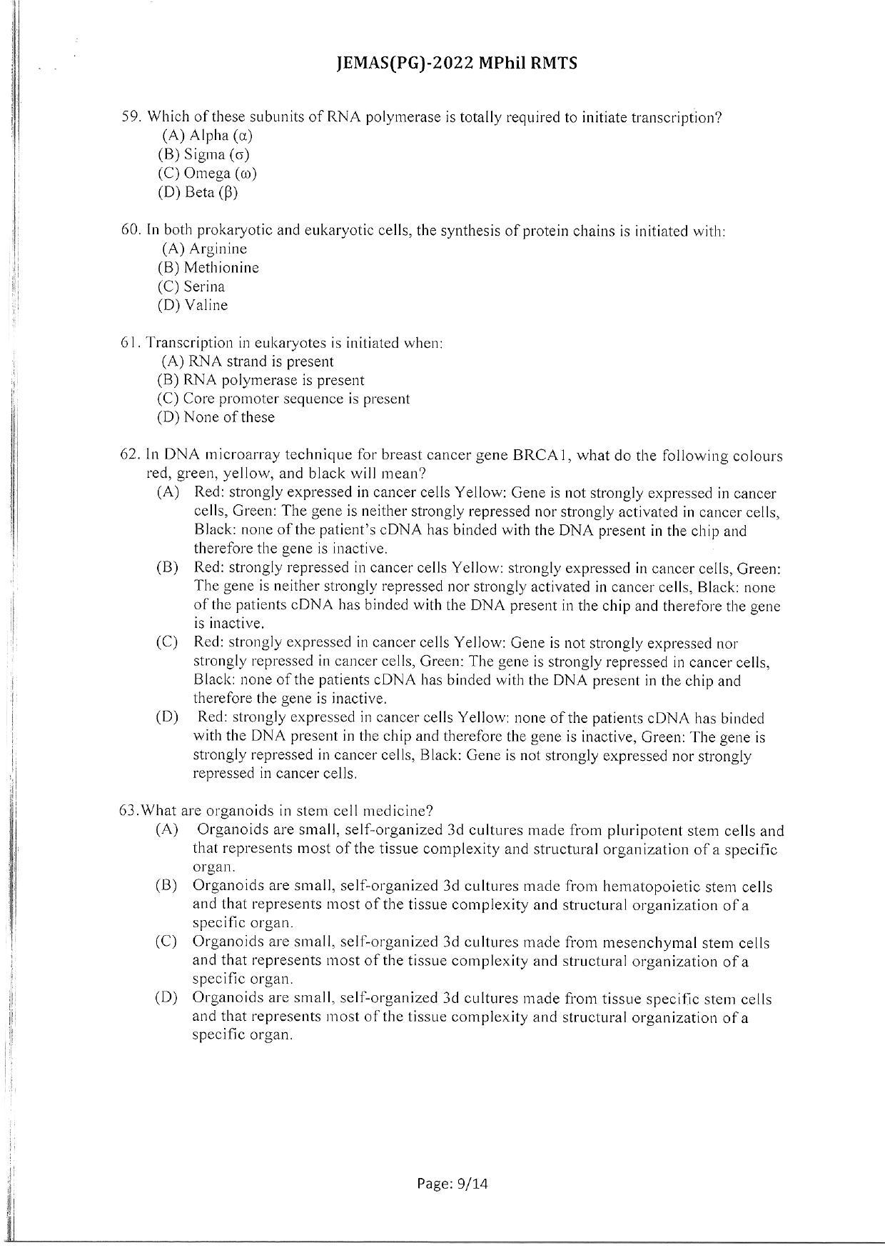 WBJEEB JEMAS (PG) 2022 MPhil RMTS Question Paper - Page 11