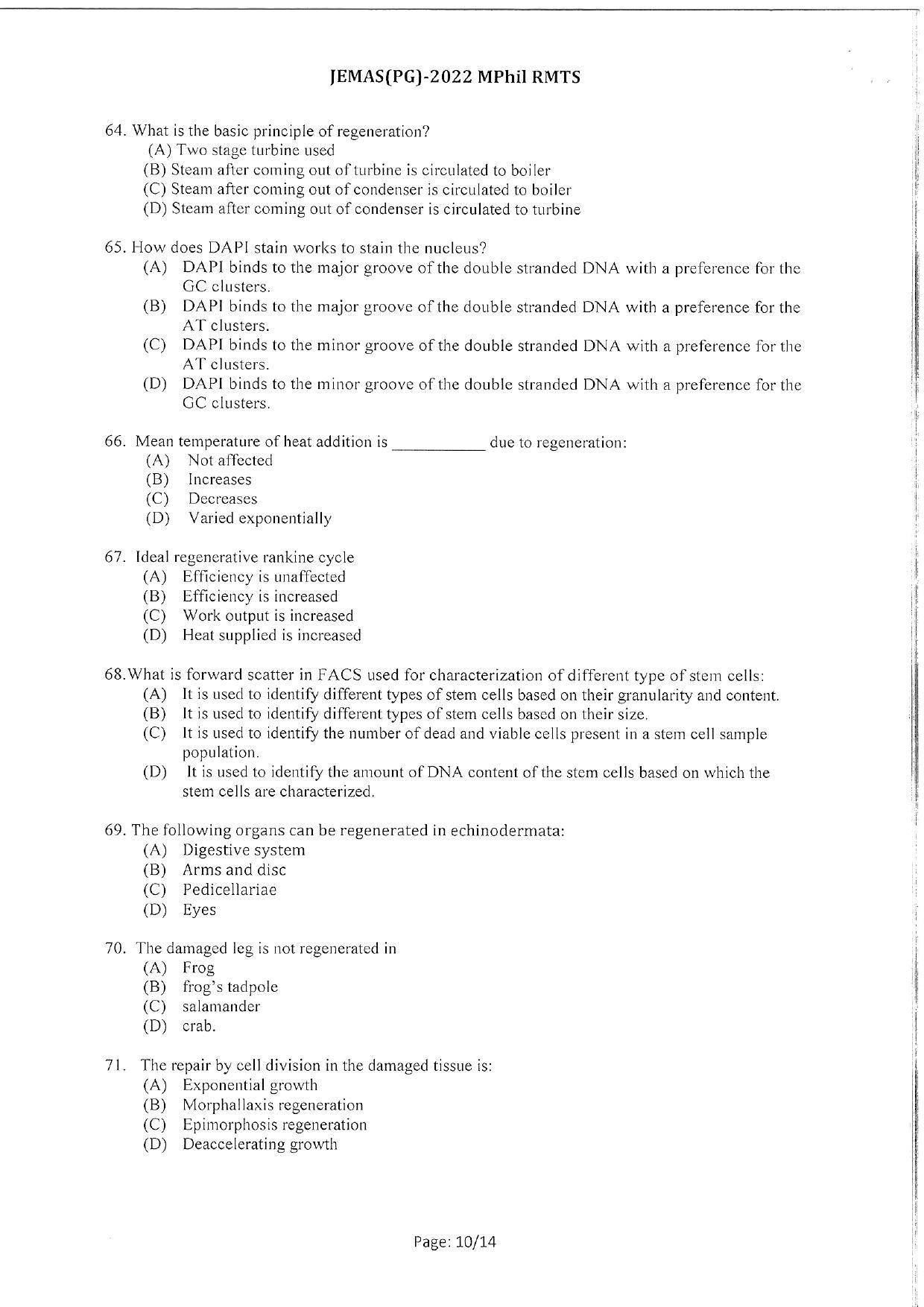 WBJEEB JEMAS (PG) 2022 MPhil RMTS Question Paper - Page 12