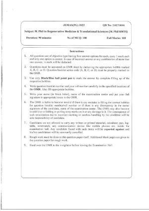 WBJEEB JEMAS (PG) 2022 MPhil RMTS Question Paper