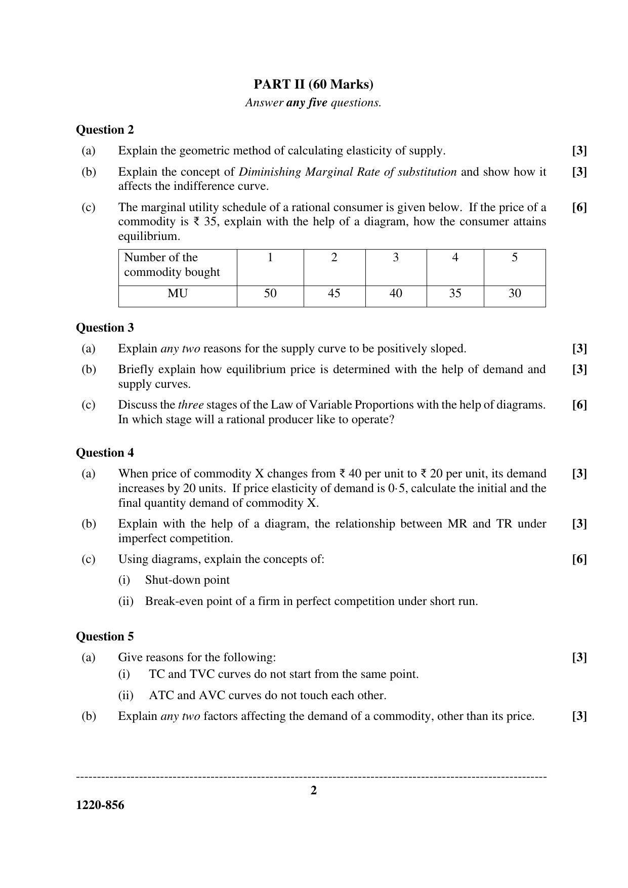 ISC Class 12 2020 Economics Question Paper - Page 2
