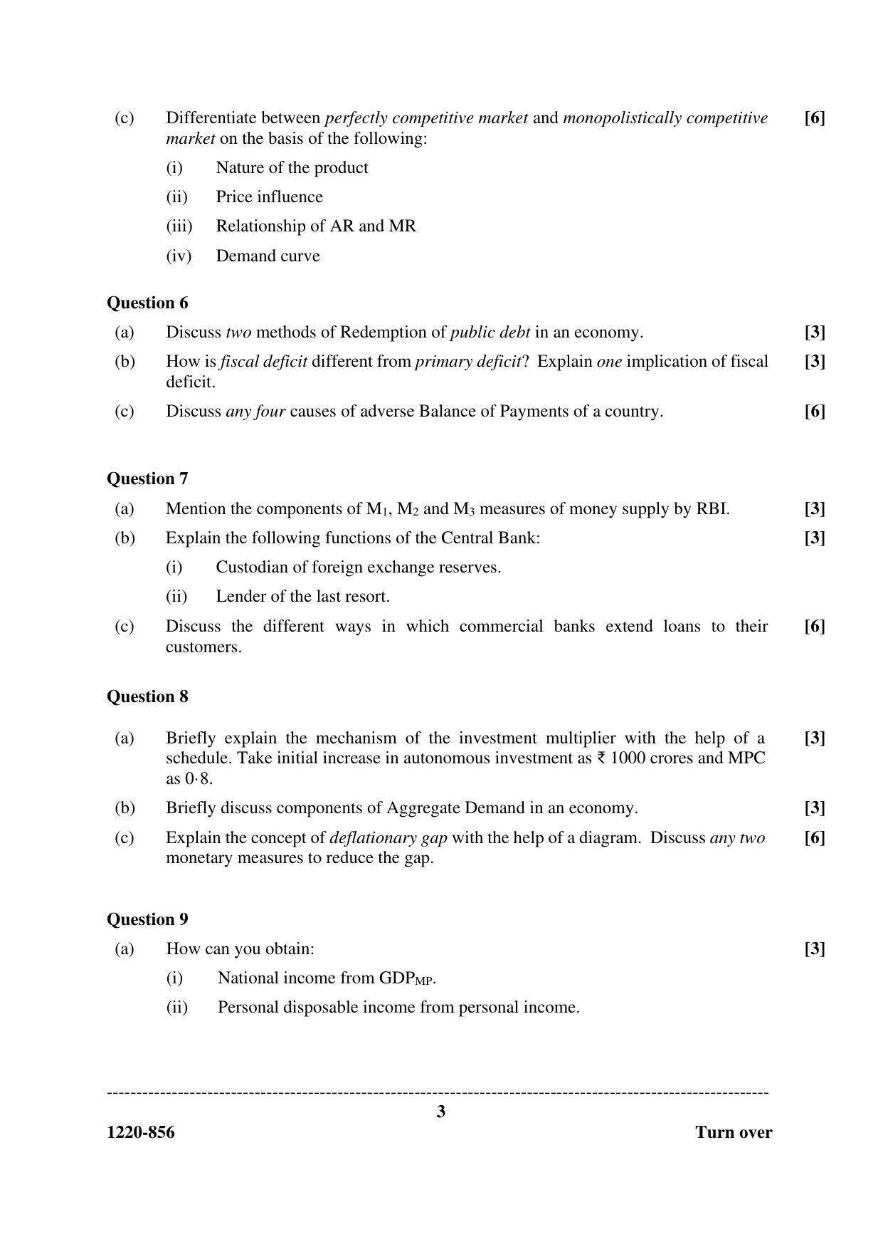 ISC Class 12 2020 Economics Question Paper - Page 3