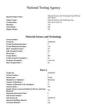 CUET PG 2023: SCQP18 – Material Science and Technology (Eng) - Shift 3 (24-06-2023) Question Paper
