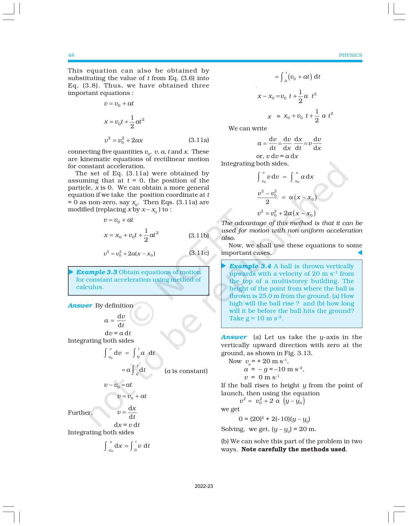 NCERT Book for Class 11 Physics Chapter 3 Motion in a Straight Line - Page 10