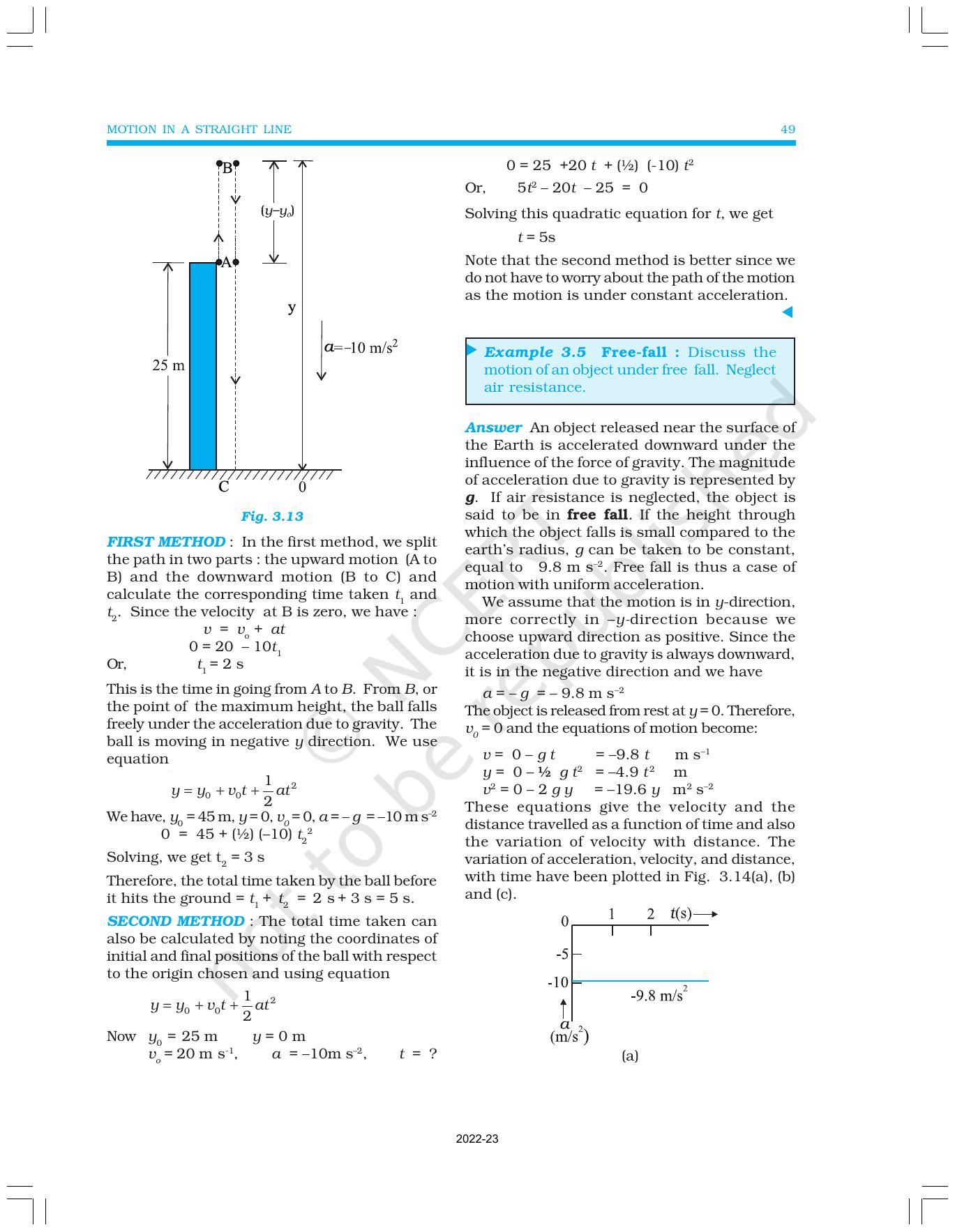 NCERT Book for Class 11 Physics Chapter 3 Motion in a Straight Line - Page 11
