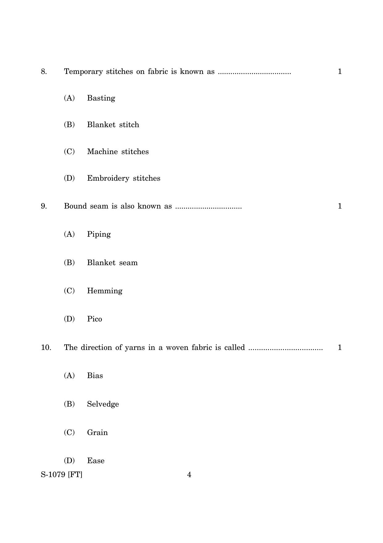 Goa Board Class 10 Apparel (November 2022) Question Paper - Page 4