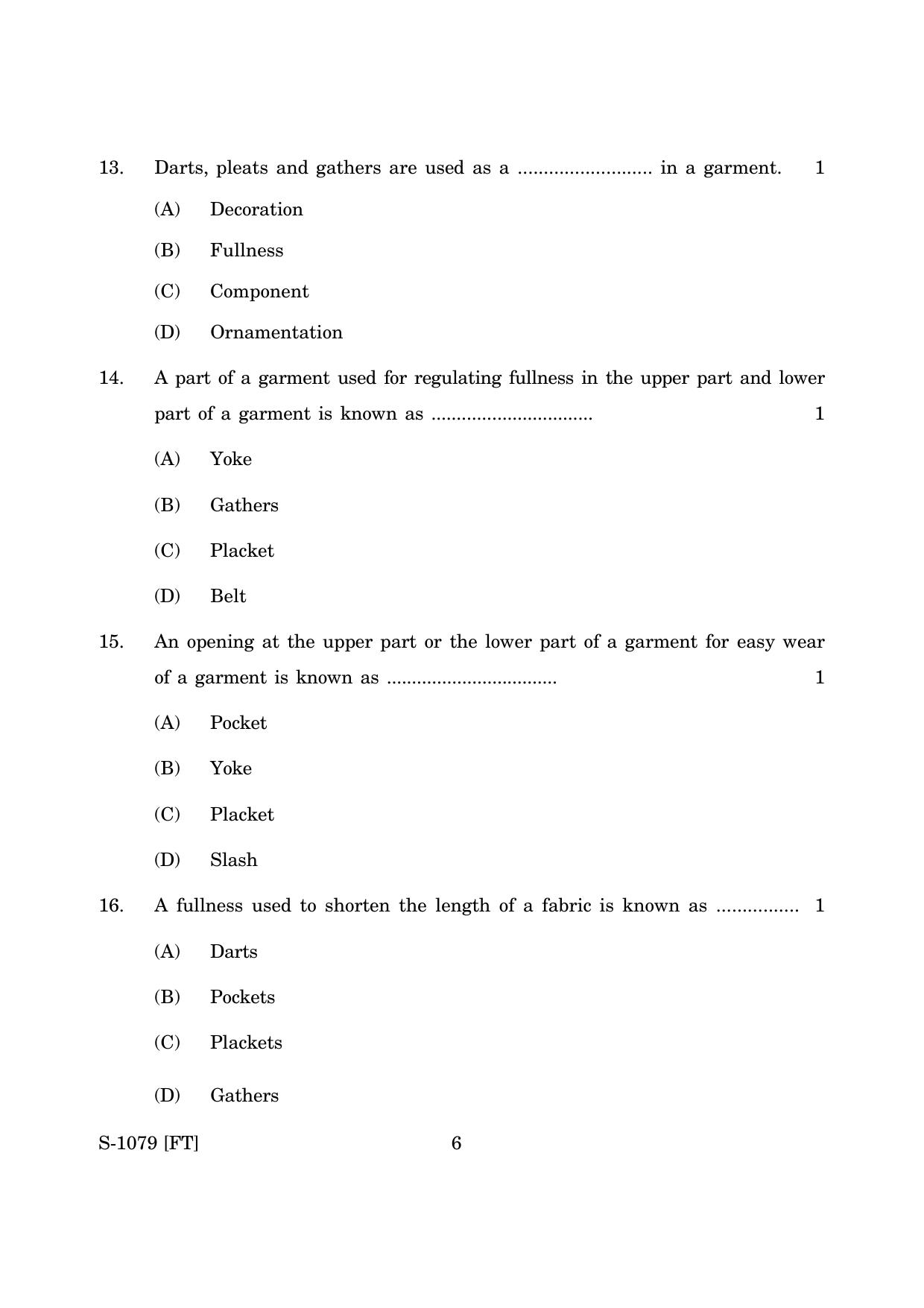 Goa Board Class 10 Apparel (November 2022) Question Paper - Page 6