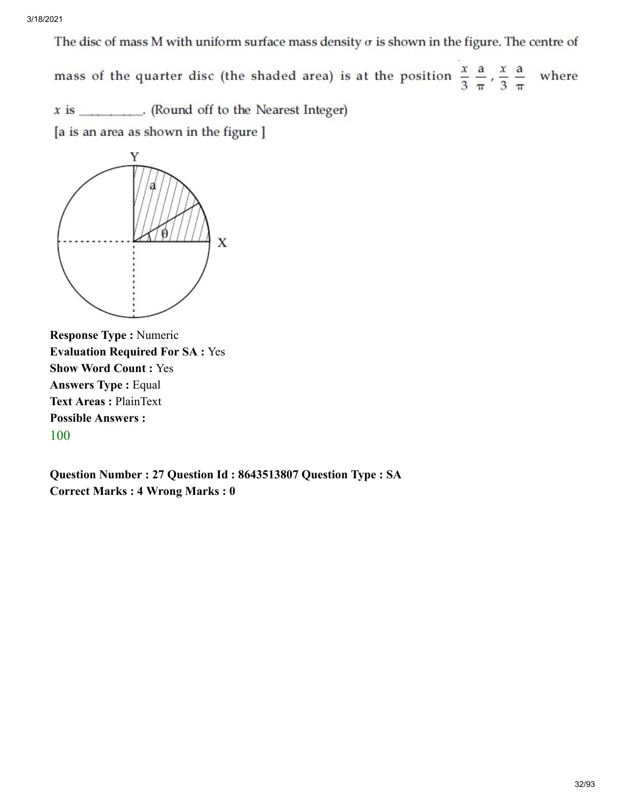 JEE Mains 2021: BTech ETE (Shift 2) 17-03-2021 Question Paper - Page 32